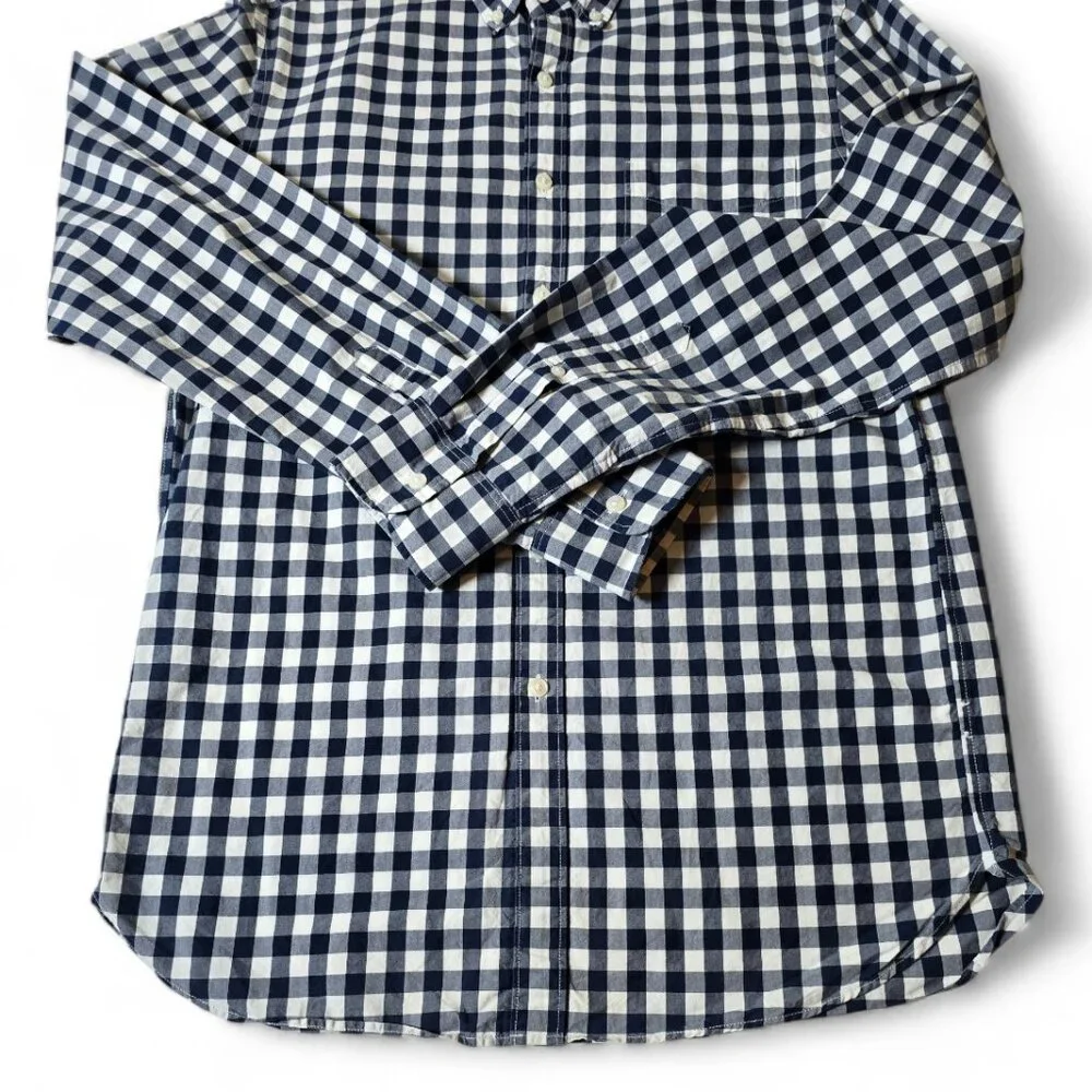 J.Crew Slim Fit Button Down Shirt Men’s Small Navy White Gingham Check Casual